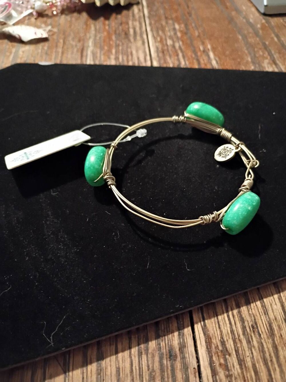 New Jane Marie Metal Wire Green Bead Bracelet Boho Bohemian Southwestern Jewelry